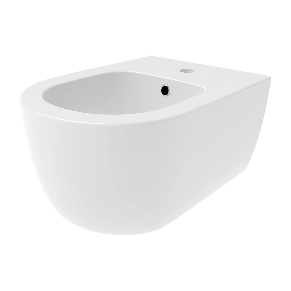 Bidet, glänzend Weiß, 49x36 cm, Wandmontage, mit Überlauf, Michael
