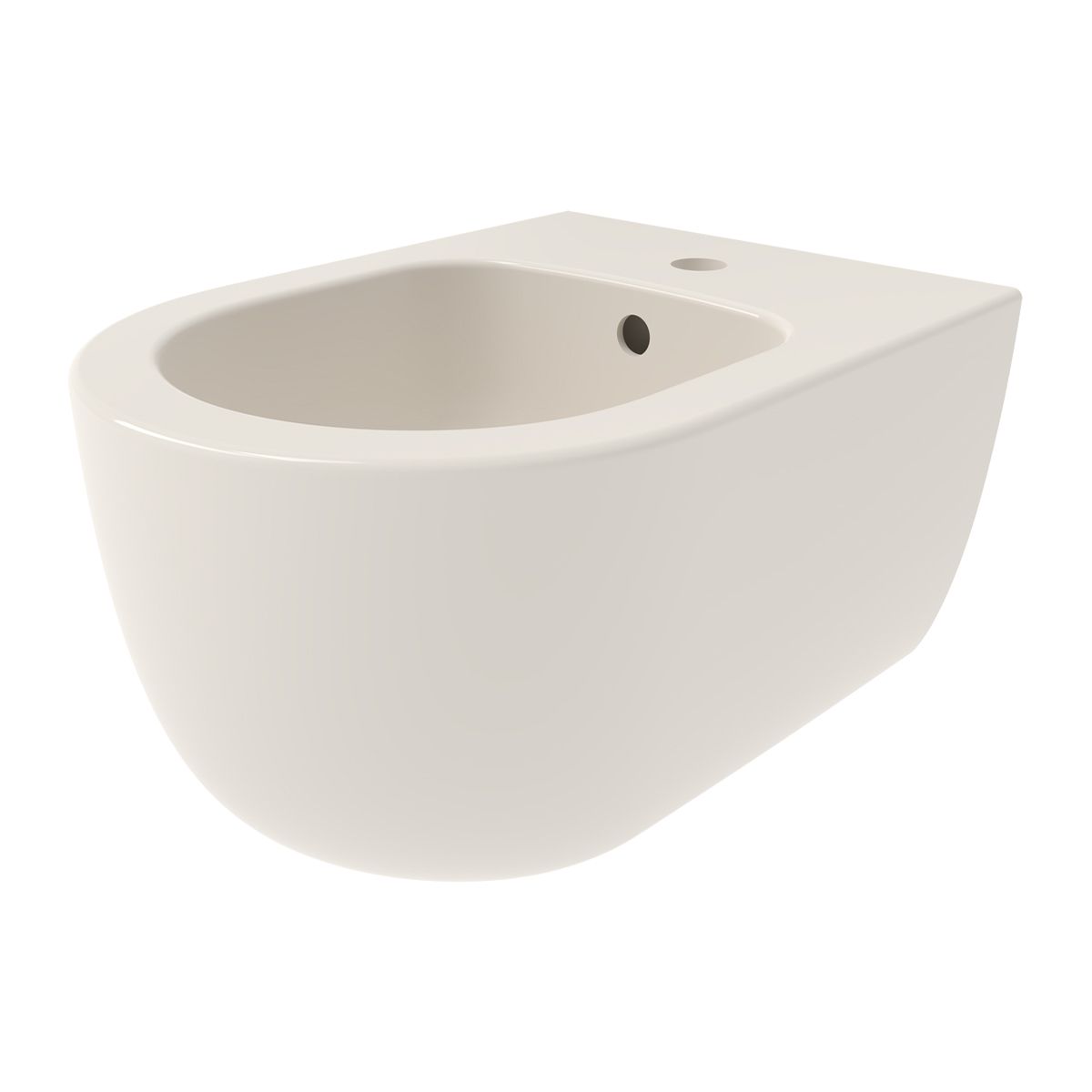 Bidet, Glänzend Creme Biscuit, 49x36 cm, Wandmontage, mit Überlauf, Michael