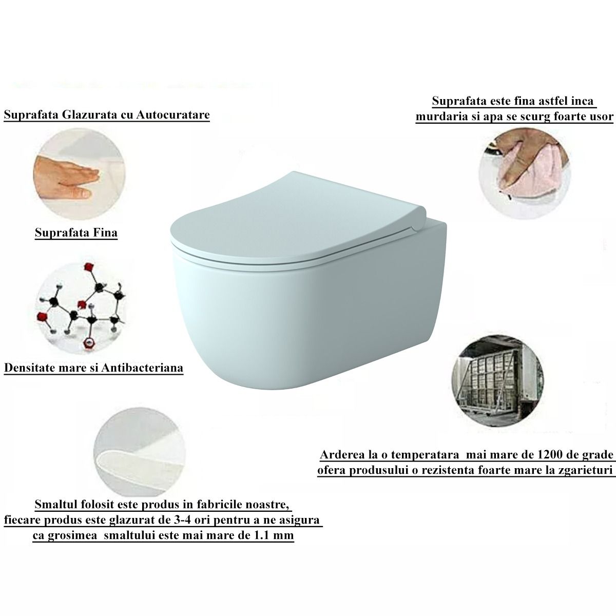 Bidet EGO Michael, 49x36 cm, Grau, Power Colour, halb-matt, Wandmontage, mit Überlauf