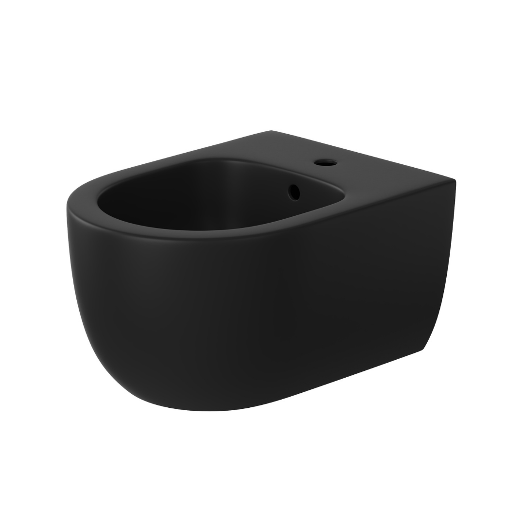Bidet EGO Michael, 49x36 cm, Schwarz, Power Colour, halb-matt, Wandmontage, mit Überlauf