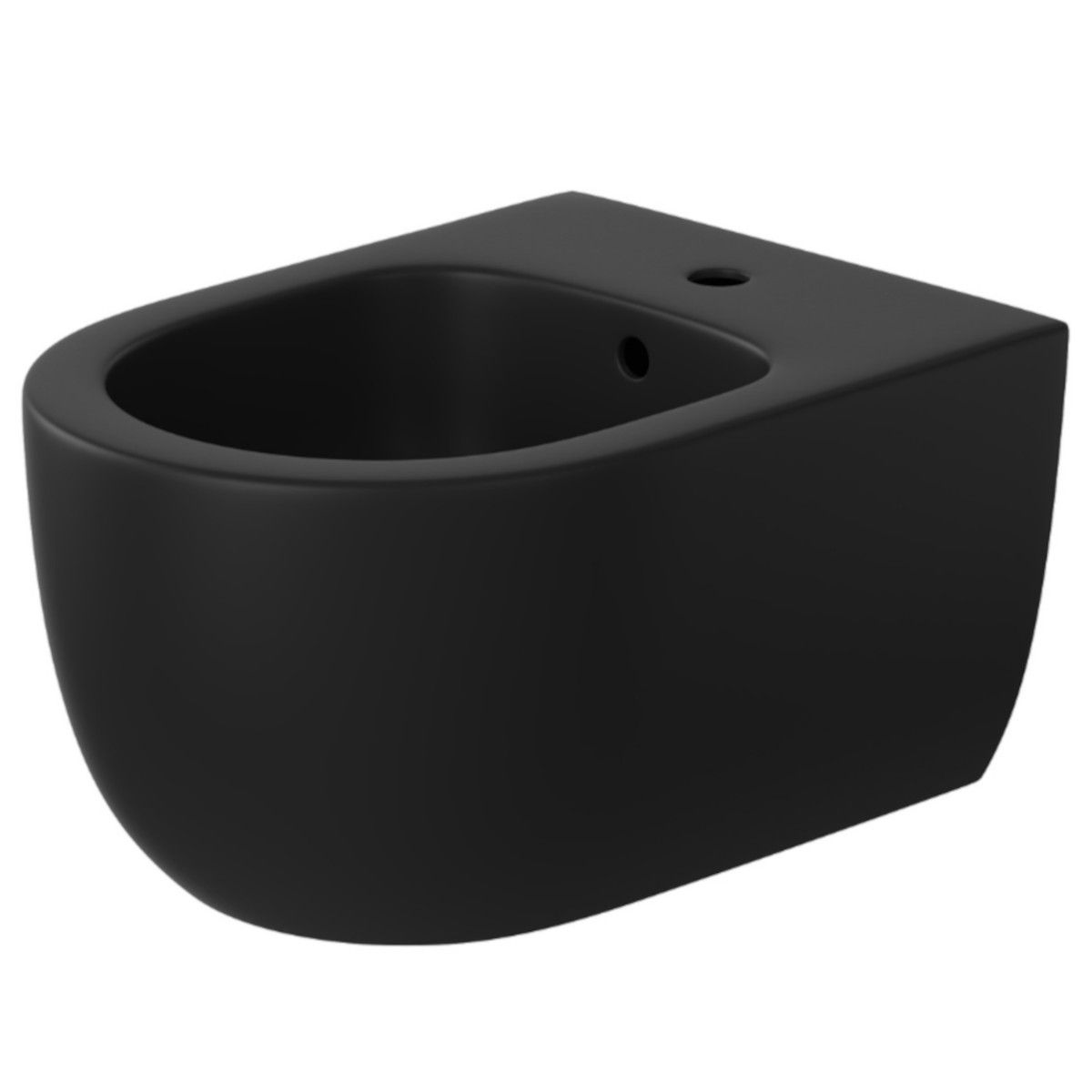 Bidet EGO Michael, 49x36 cm, Schwarz, Power Colour, halb-matt, Wandmontage, mit Überlauf