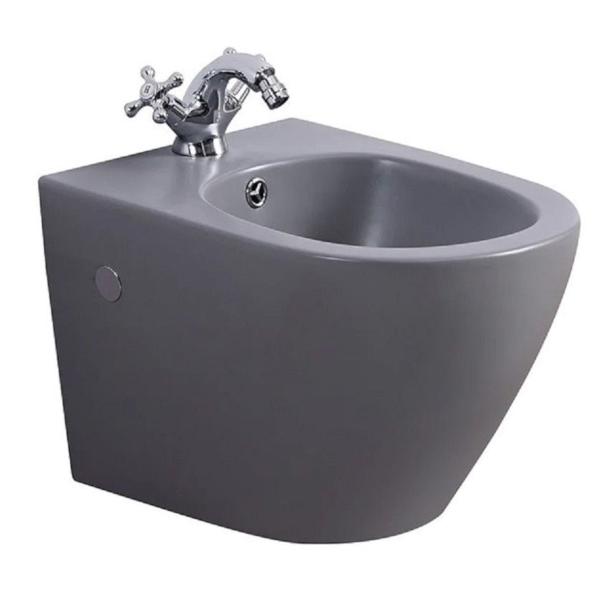 Bidet, Mattgrau, Power Colour, 49x36 cm, Wandmontage, Sanitärkeramik, Ben