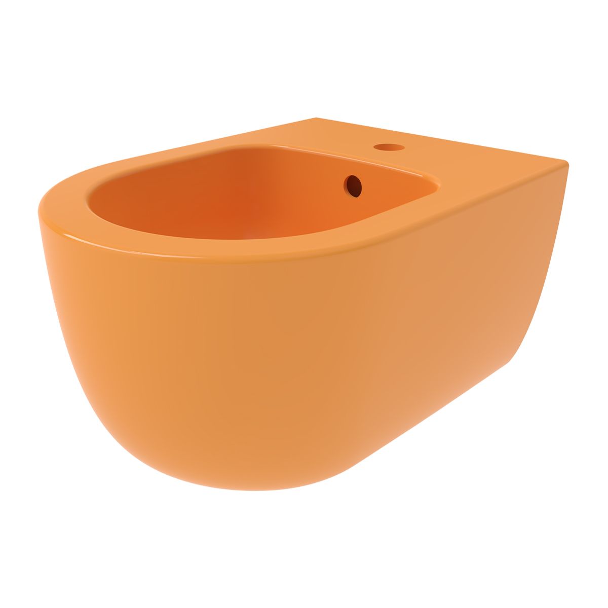 Bidet, Glänzend Mandarinenorange, 49x36 cm, Wandmontage, mit Überlauf, Michael
