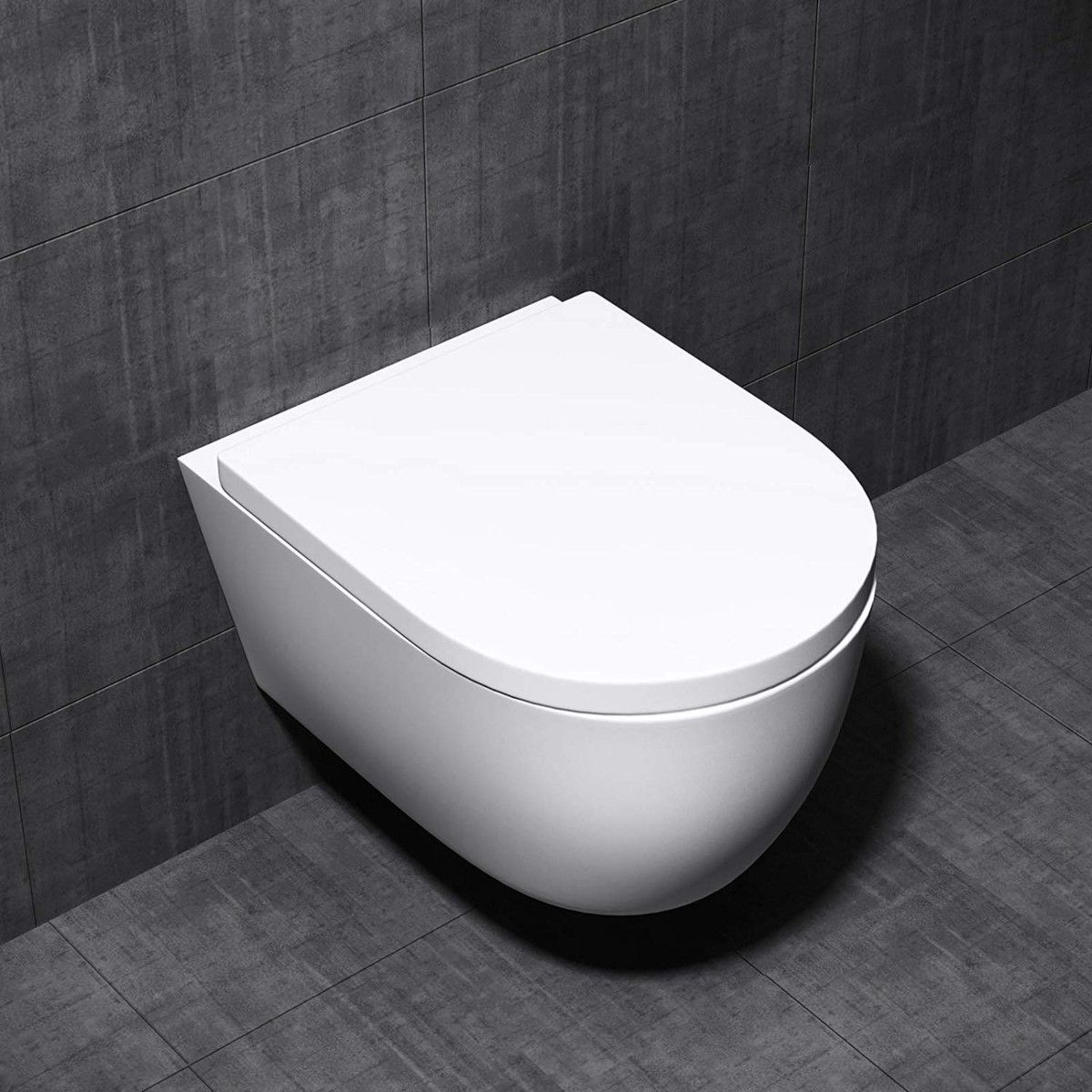 WC-Becken EGO-106, Weiß, Wandhängend, inkl. Duroplast-WC-Sitz, 48x35,5 cm