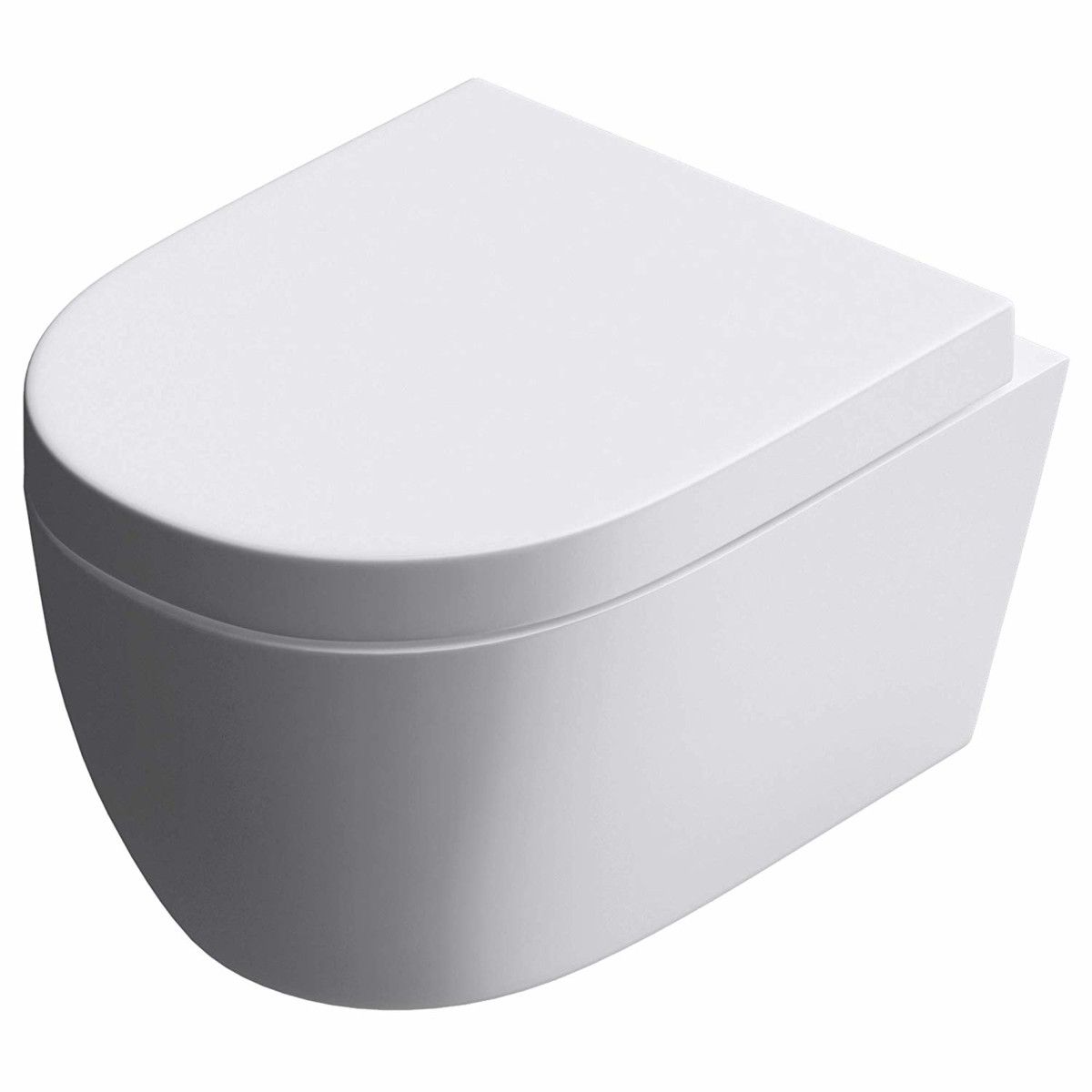 WC-Becken EGO-106, Weiß, Wandhängend, inkl. Duroplast-WC-Sitz, 48x35,5 cm