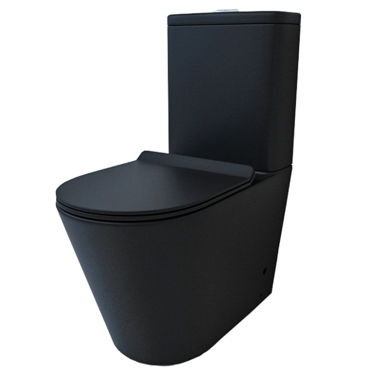 Toilettenschüssel EGO Dario Rimless inkl. Spülkasten, 2 Teile, Mattschwarz Power Color Bodenmontage Duroplast Slim Soft-Close-Abdeckung