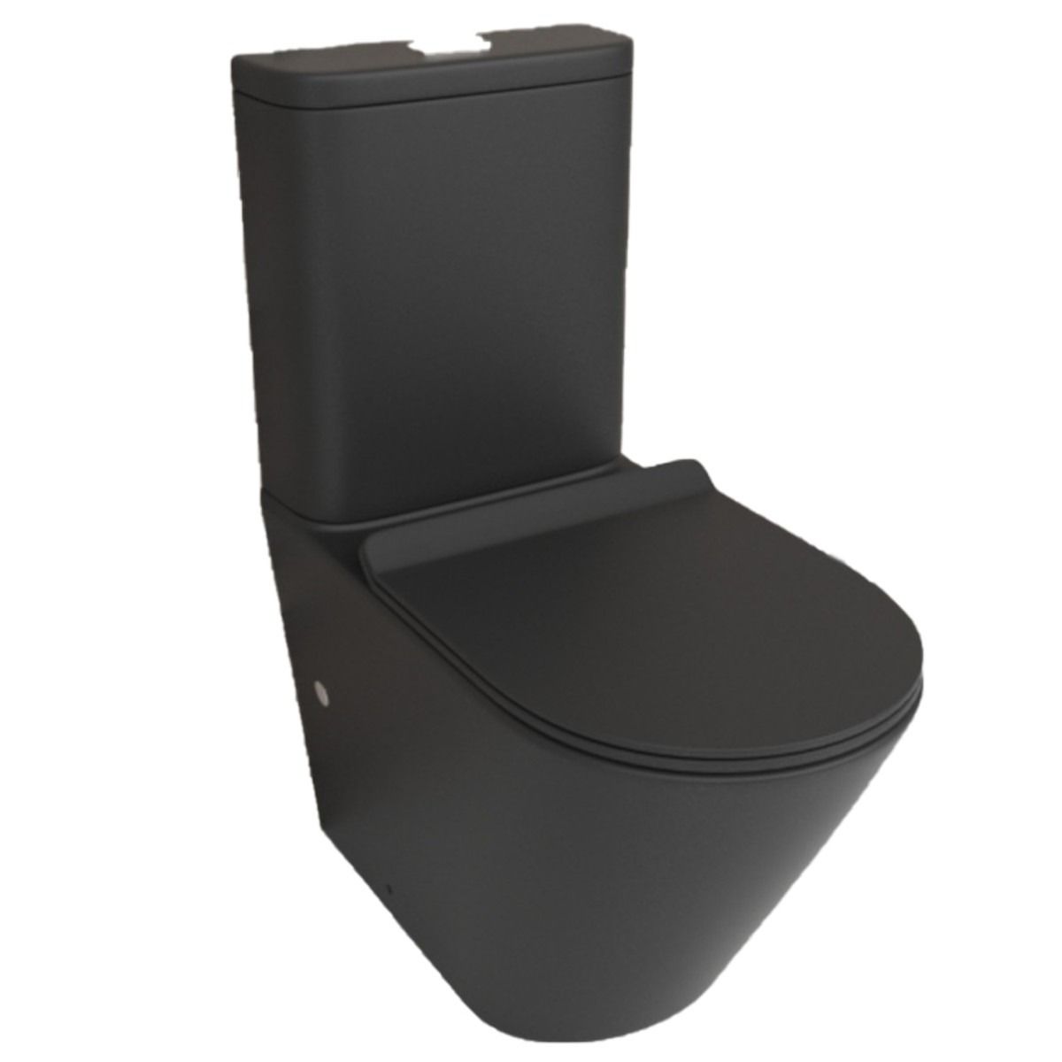 Toilettenschüssel EGO Dario Rimless inkl. Spülkasten, 2 Teile, Mattschwarz Power Color Bodenmontage Duroplast Slim Soft-Close-Abdeckung