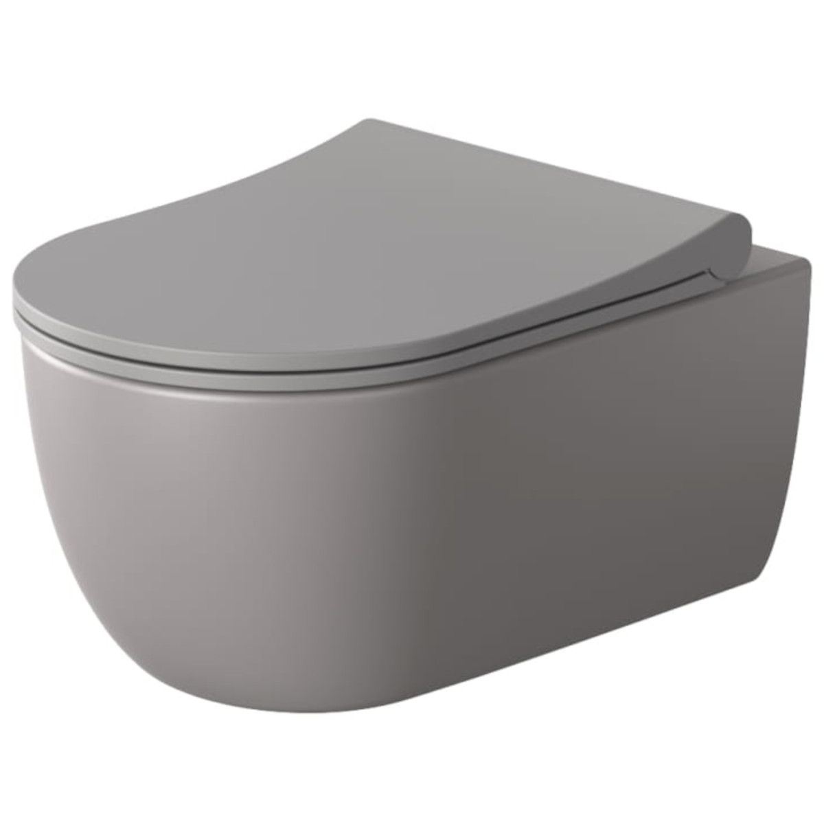 WC-Schüssel EGO Michael Rimless, 49x36 cm, Grau, Power Colour, halbmatt, hängende Montage, Duroplast-Deckel Soft-Close