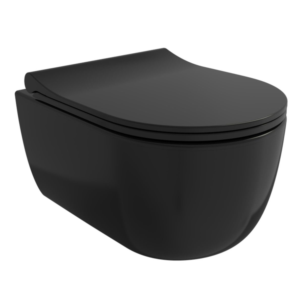 WC-Schüssel EGO Michael Rimless, 49x36 cm, Schwarz glänzend, hängende Montage, Duroplast Soft-Close Easy-Off-Deckel