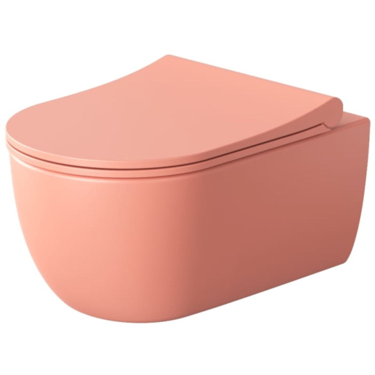 WC-Schüssel EGO Michael Rimless, 49x36 cm, Lachsrosa, Power Colour, halbmatt, Duroplast-Deckel Soft-Close, Easy-Off-Funktion