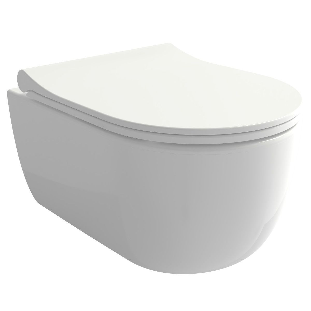 WC-Schüssel EGO Michael Rimless, 49x37 cm, Weiß glänzend, hängende Montage, Soft-Close-Duroplast-Deckel zum einfachen Abnehmen