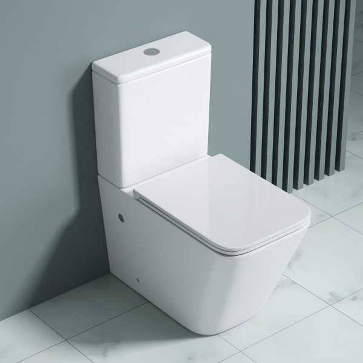 WC-Schüssel Ego-A112 Rimless, 49x34 cm, Weiß, Sanitärkeramik, inklusive Soft-Close-Deckel