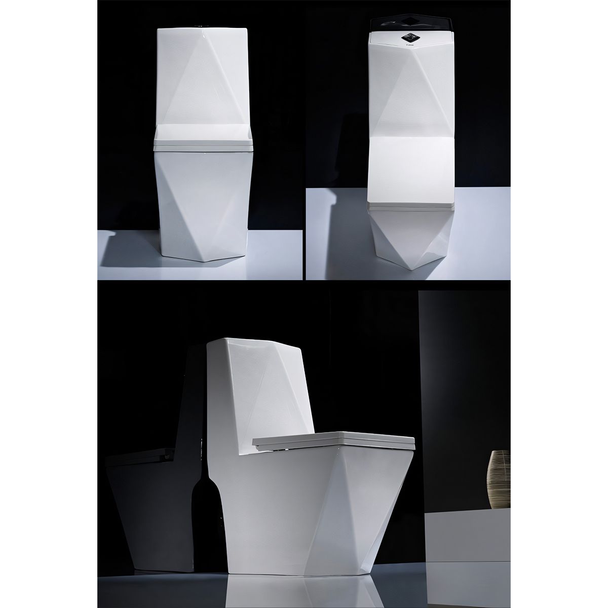 WC Enrico, SifonFlush, Weiß, 68x37 cm, inklusive Spülkasten, Bodenmontage, WC-Sitz mit Soft-Close-Automatik