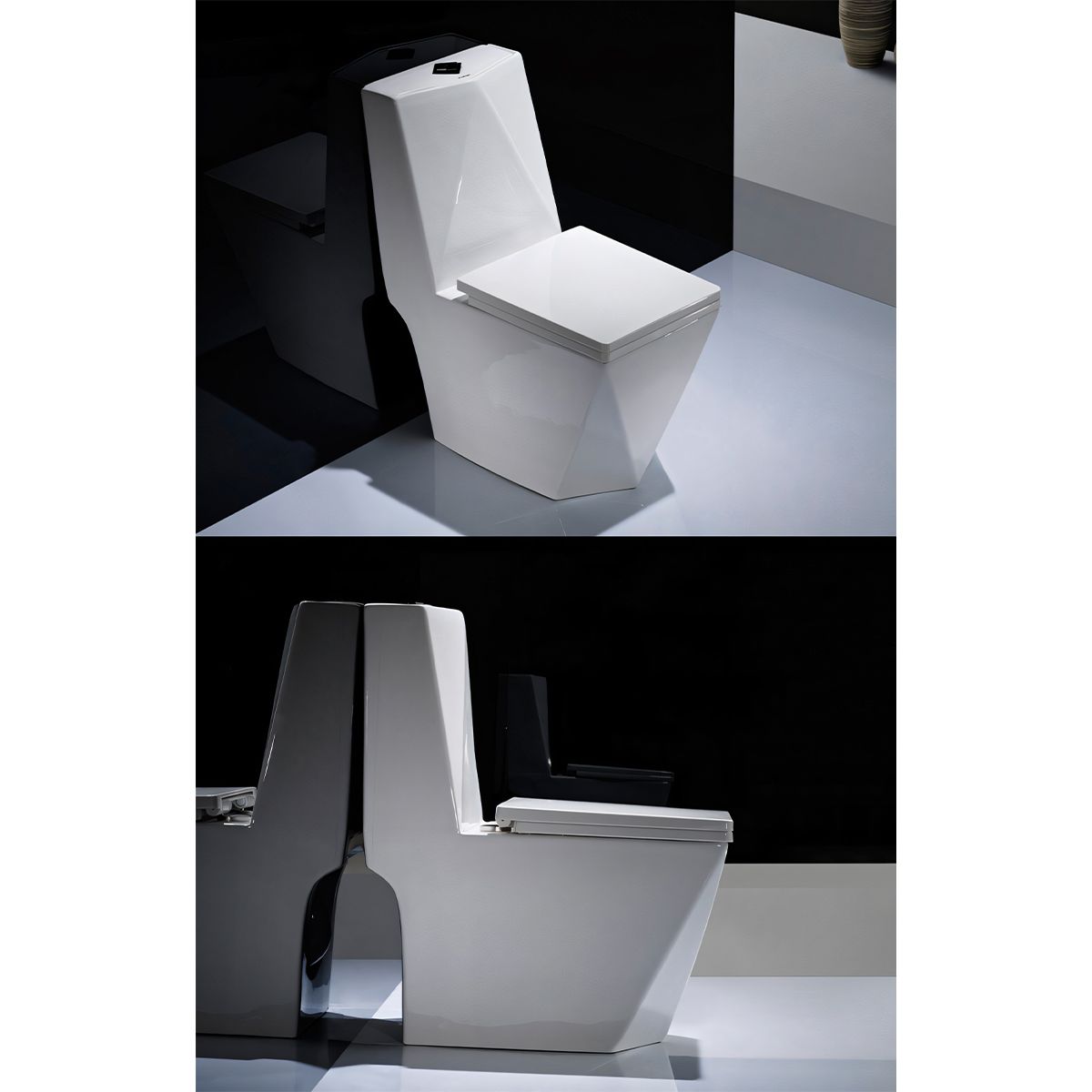 WC Enrico, SifonFlush, Weiß, 68x37 cm, inklusive Spülkasten, Bodenmontage, WC-Sitz mit Soft-Close-Automatik