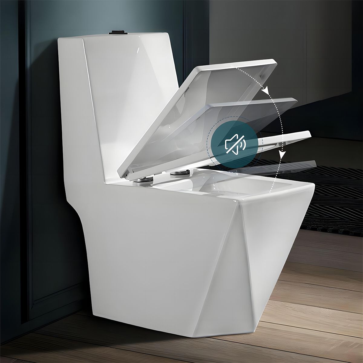 WC Enrico, SifonFlush, Weiß, 68x37 cm, inklusive Spülkasten, Bodenmontage, WC-Sitz mit Soft-Close-Automatik