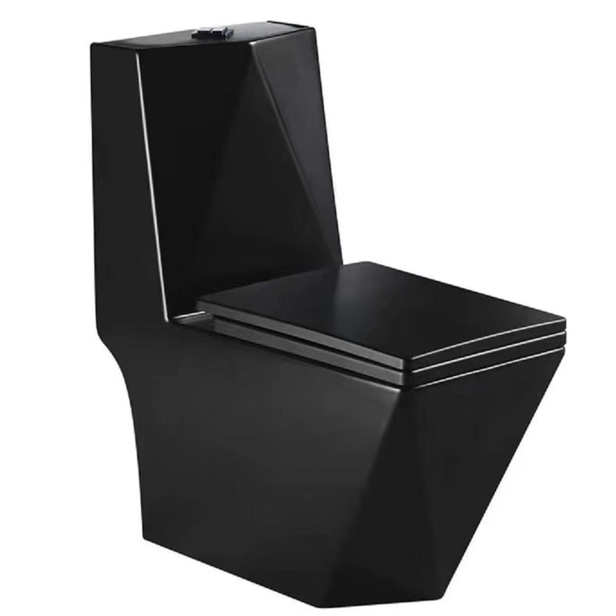 WC Enrico, SifonFlush, Mattschwarz, 68x37 cm, inklusive Spülkasten, Bodenmontage, WC-Sitz mit Soft-Close-Automatik