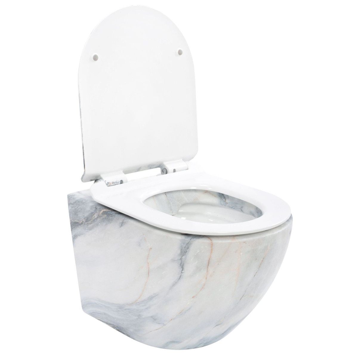 Wandhängendes WC, Granit Glänzend, Rimless, 49x37 cm, Duroplast-Deckel, Sanitärkeramik, Ben