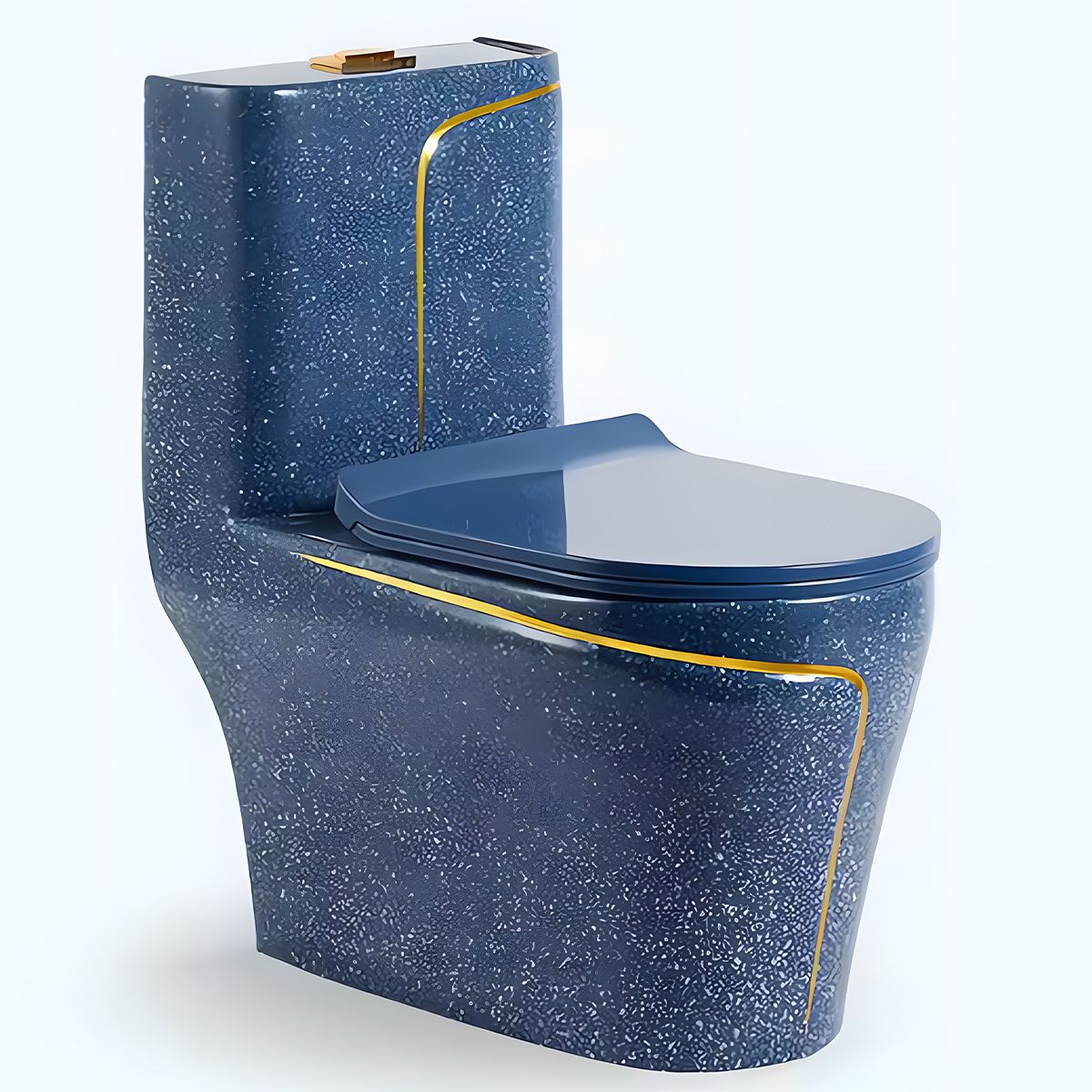 WC Lazio Blue Terrazo, Rimless, 69x39cm, integrierter Spülkasten, Bodenmontage, Soft-Close Deckel, Royalty Line von Ego