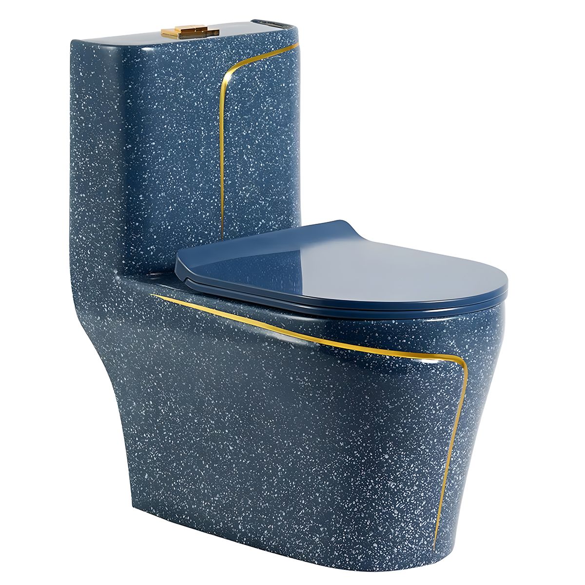 WC Lazio Blue Terrazo, Rimless, 69x39cm, integrierter Spülkasten, Bodenmontage, Soft-Close Deckel, Royalty Line von Ego