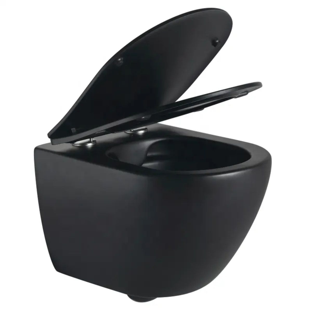 Wandhängendes WC, Mattschwarz, Power Color, Rimless, 49x37 cm, Duroplast-Deckel, Sanitärkeramik, Ben