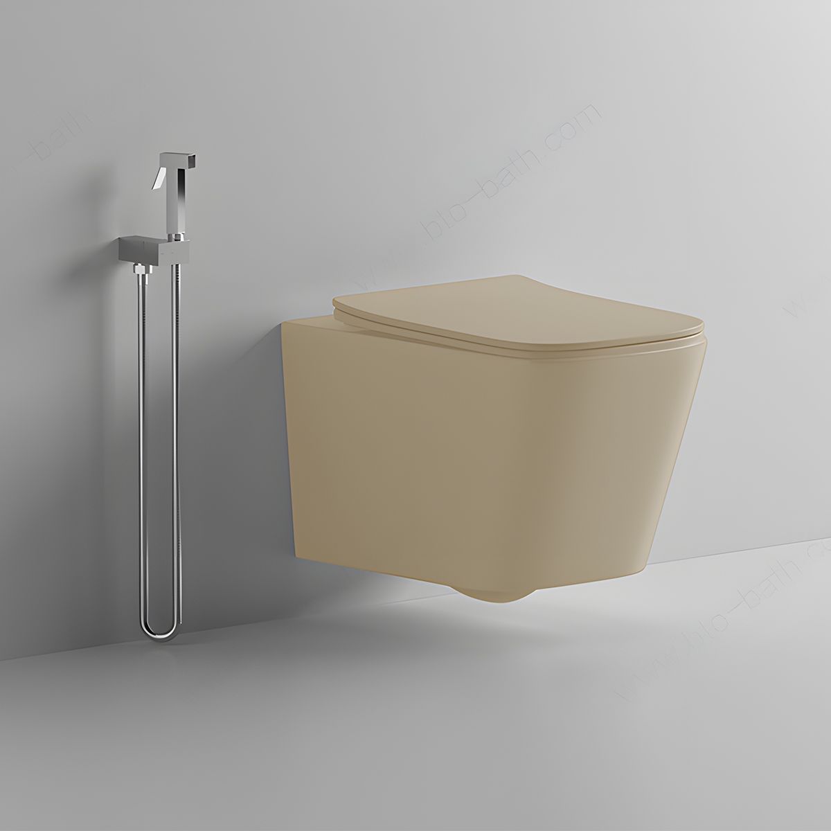 Toilettenschüssel, Rimless, Jasmin Matt, Power Colour, Wandmontage, inkl. Slim-Duroplast-Sitz mit Soft-Close, Alfonso
