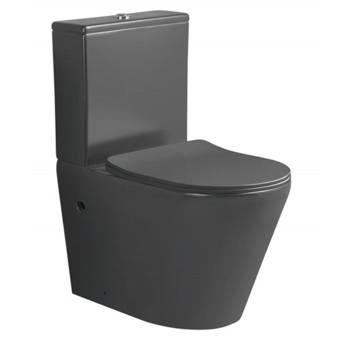 Toilettenschüssel EGO Dario Rimless inkl. Spülkasten, 2 Teile, Mattgrau, Bodenmontage, schlanker Soft-Close-Deckel aus Duroplast