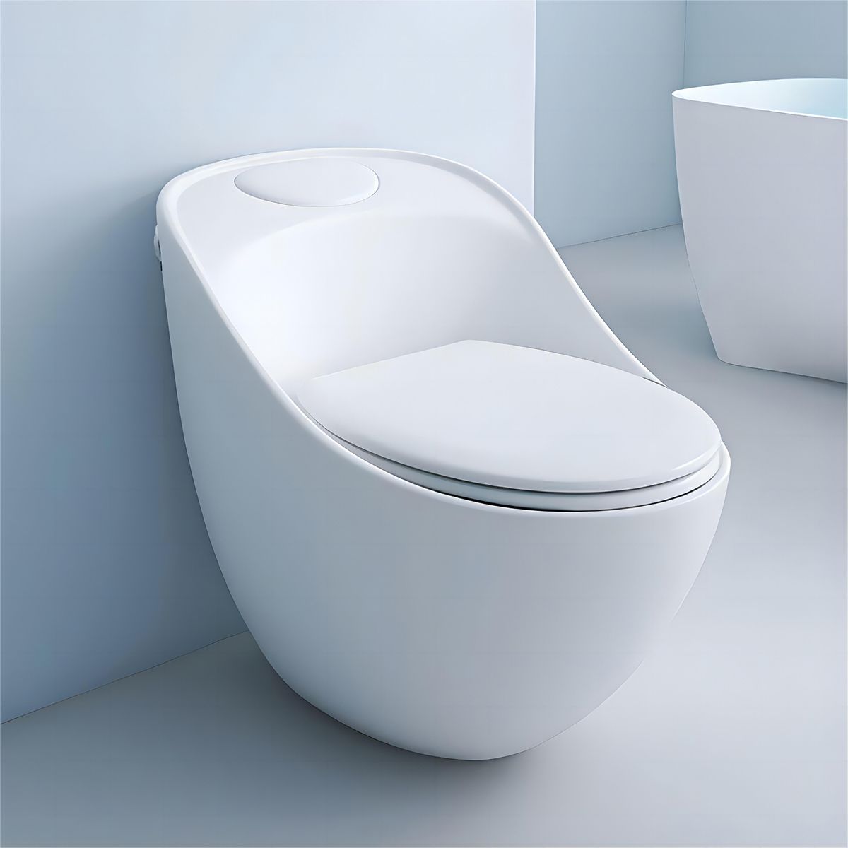 Santa Rimless WC, 69x46 cm, Einbautank, Weiß, Bodenmontage, Soft-Close-Deckel inklusive, Lizenzlinie von Ego