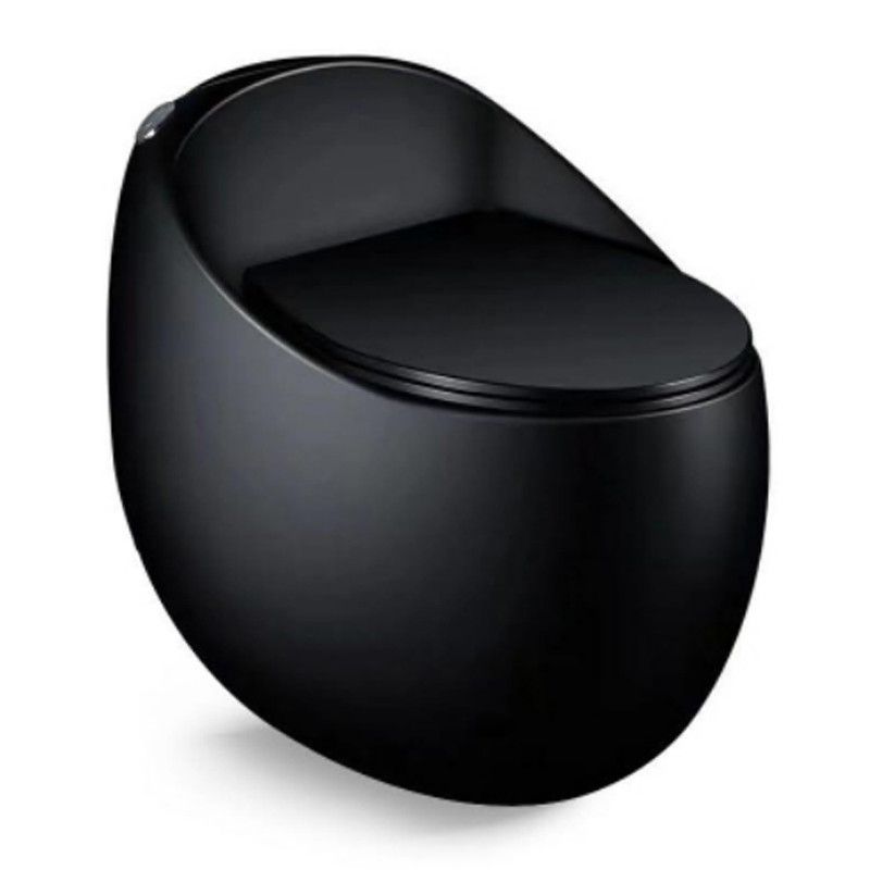 Santa Rimless WC, Einbautank, Mattschwarz, Power Colour, Montageboden, Abdeckung mit Soft-Close, Royalty Line von Ego